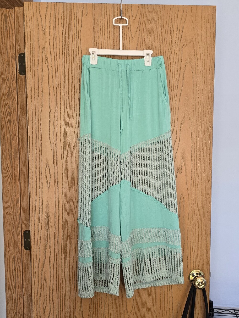 POL Mint Aqua Crochet Wide-Leg Pants - Picture 3 of 5